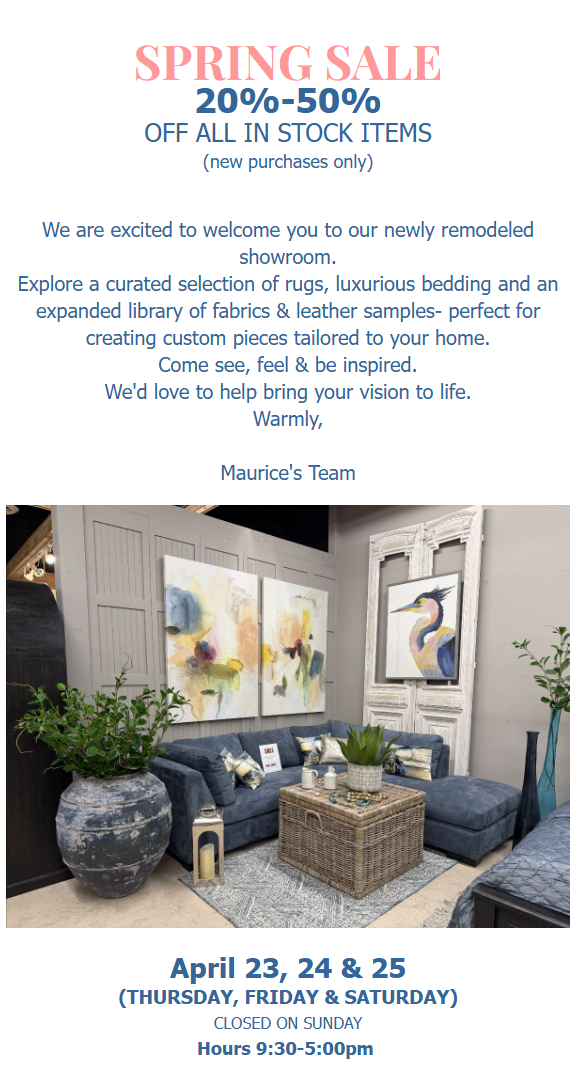 Spring Sale at Maurice's Furniture in Jupiter Florida